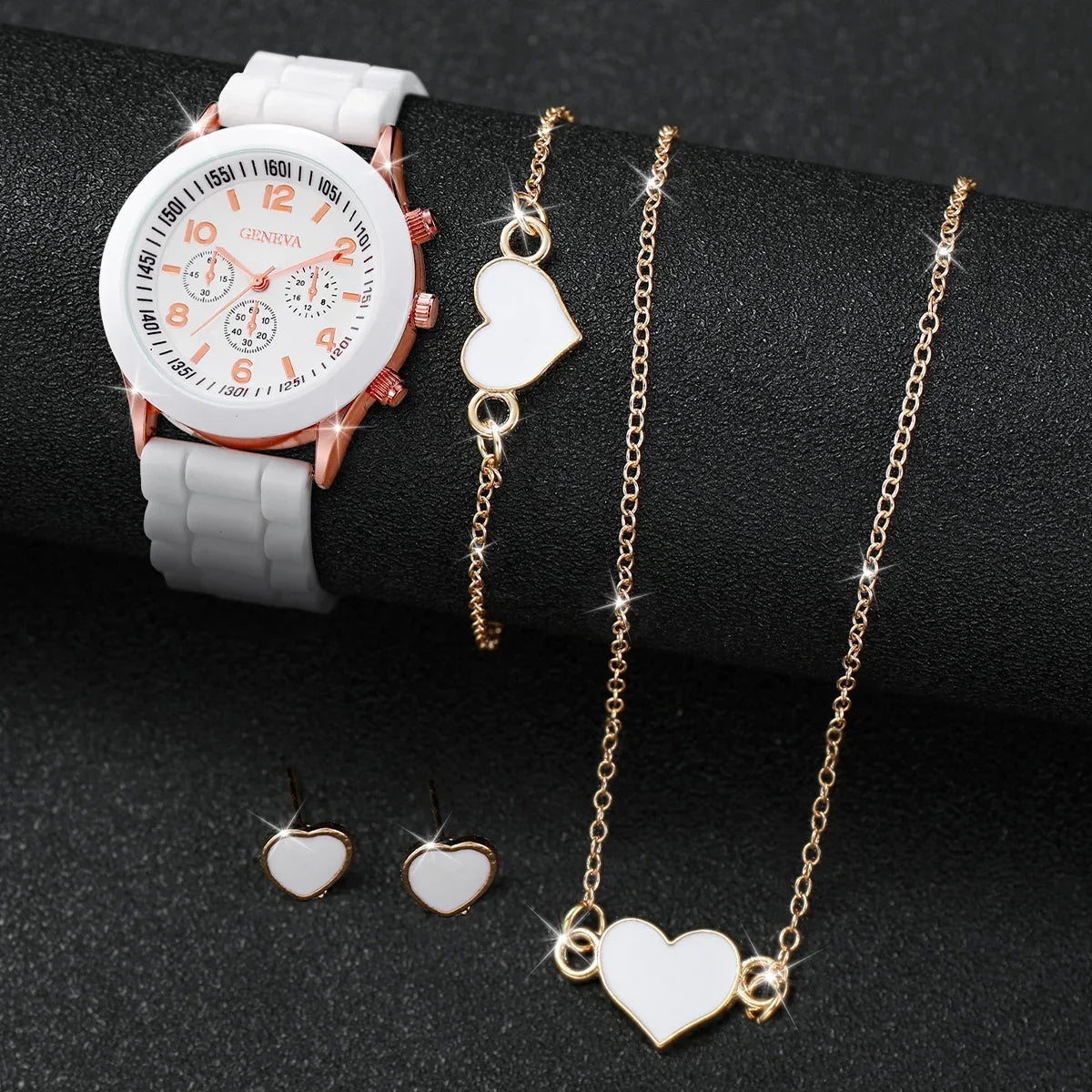 Women Fashion Silicone Watch Set