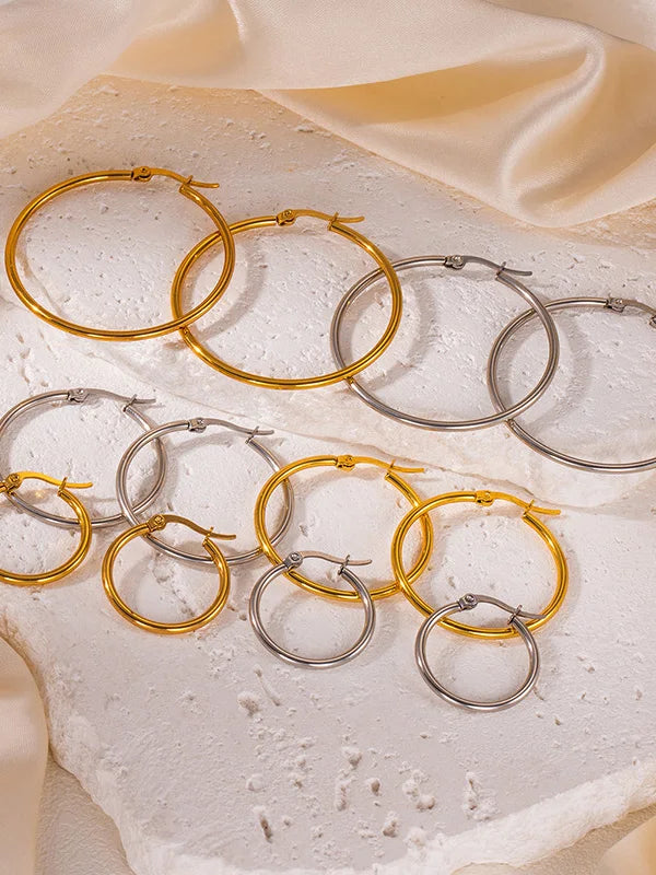 Gold Stainless Steel Hoop Earrings