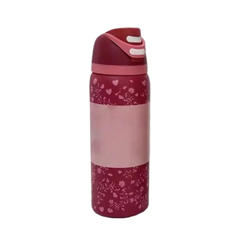 Owala BPA-Free insulated Straw Water Bottle - Flower Pink