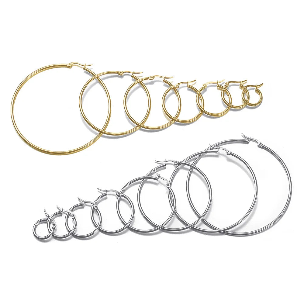 Gold Stainless Steel Hoop Earrings