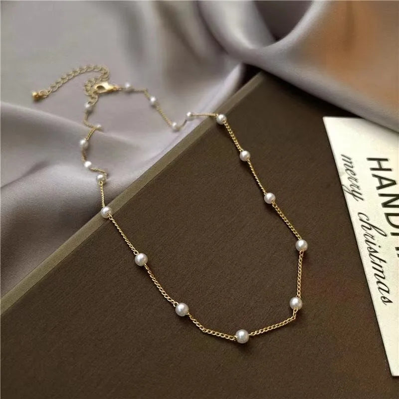 Black Clear Beaded Choker Necklace