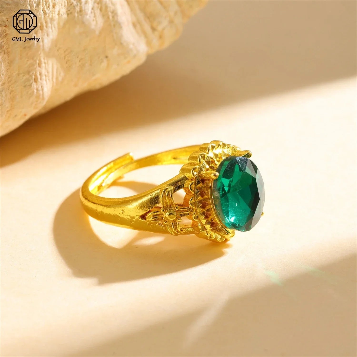 Sand Gold Adjustable Wide Band Ring