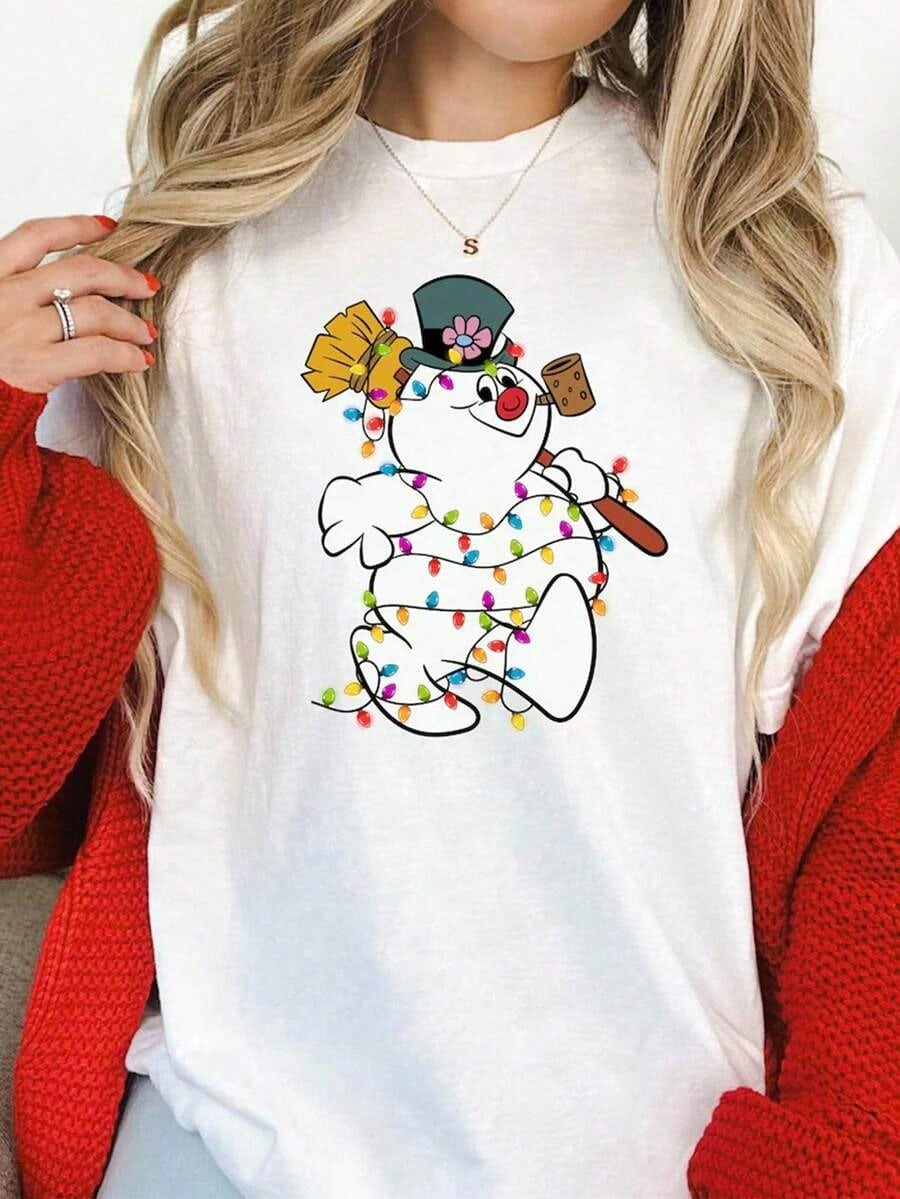 Women Frosty Snowman Christmas T-Shirt