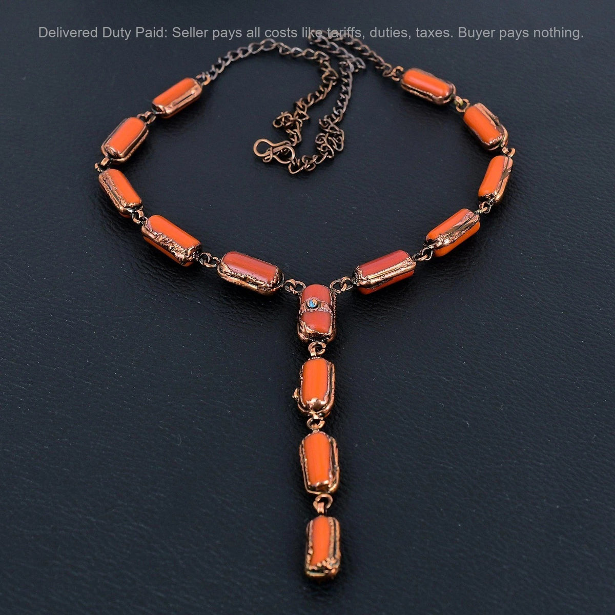 Copper Red Coral Turquoise Necklace