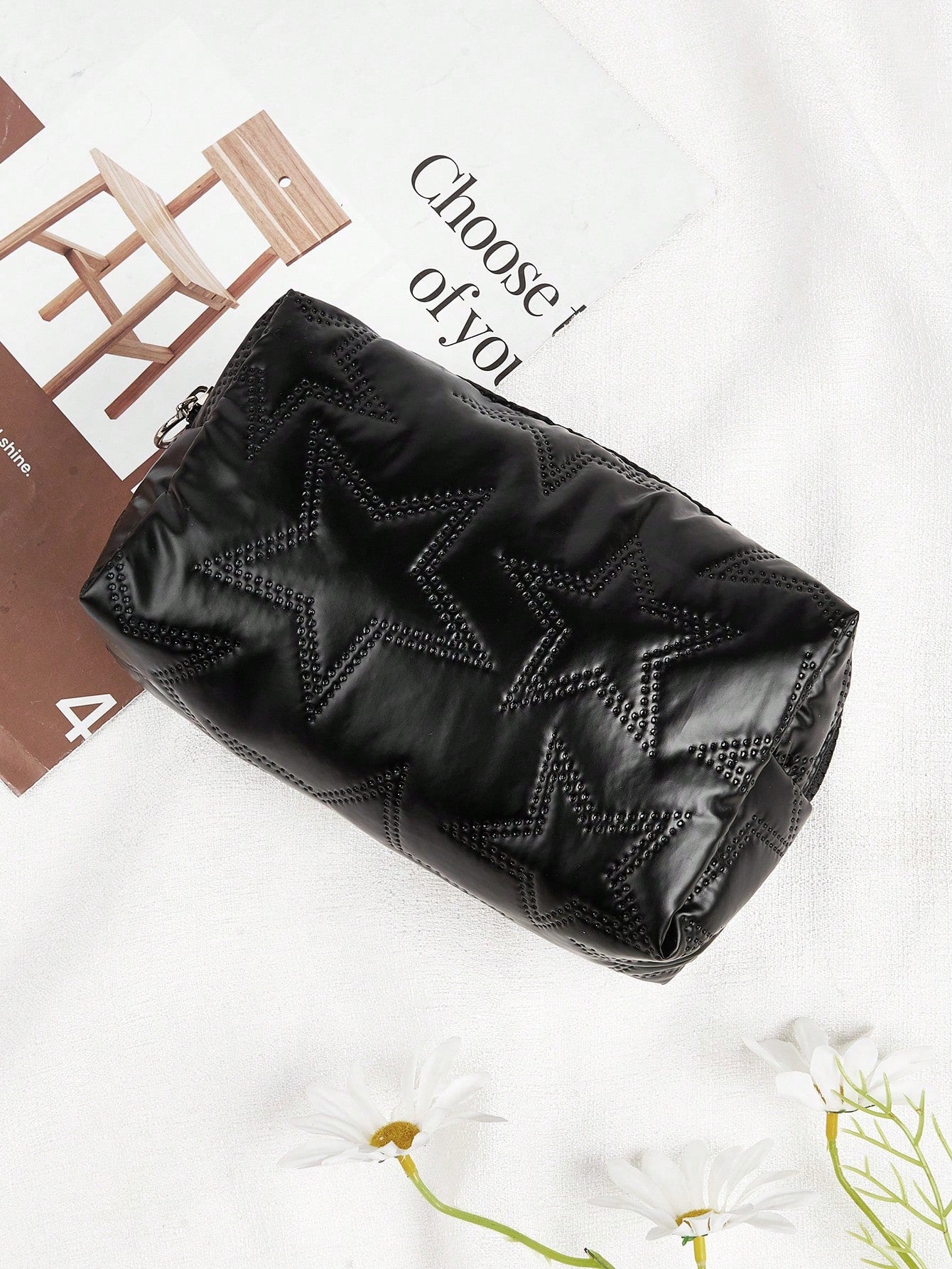 Pink Heart Textured Makeup Bag