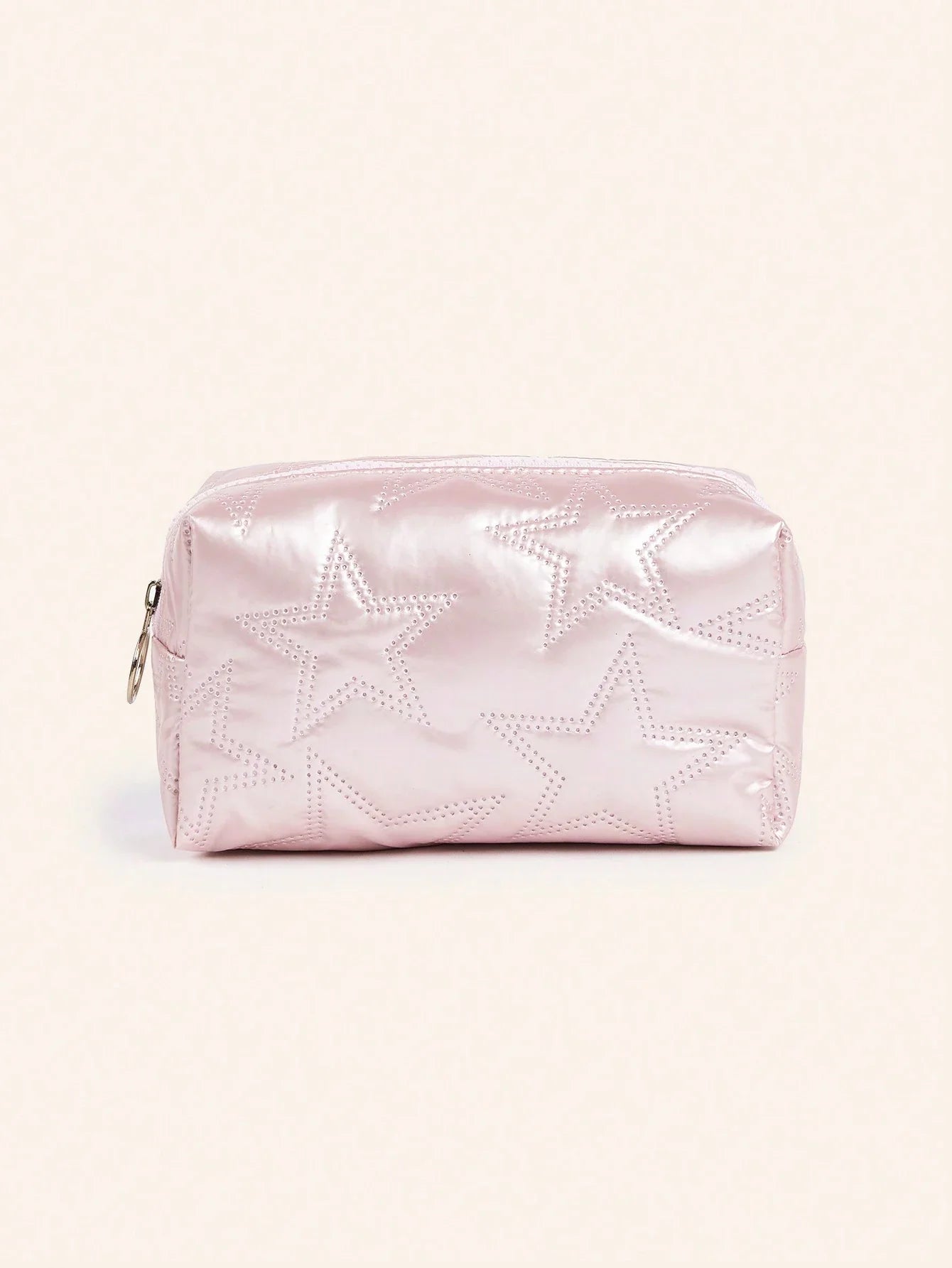 Pink Heart Textured Makeup Bag