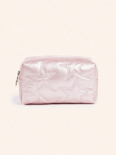 Pink Heart Textured Makeup Bag