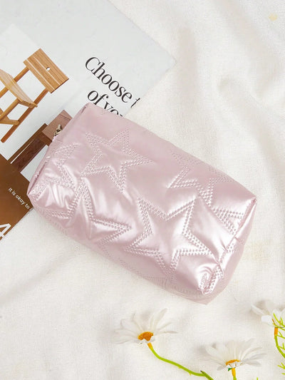 Pink Heart Textured Makeup Bag