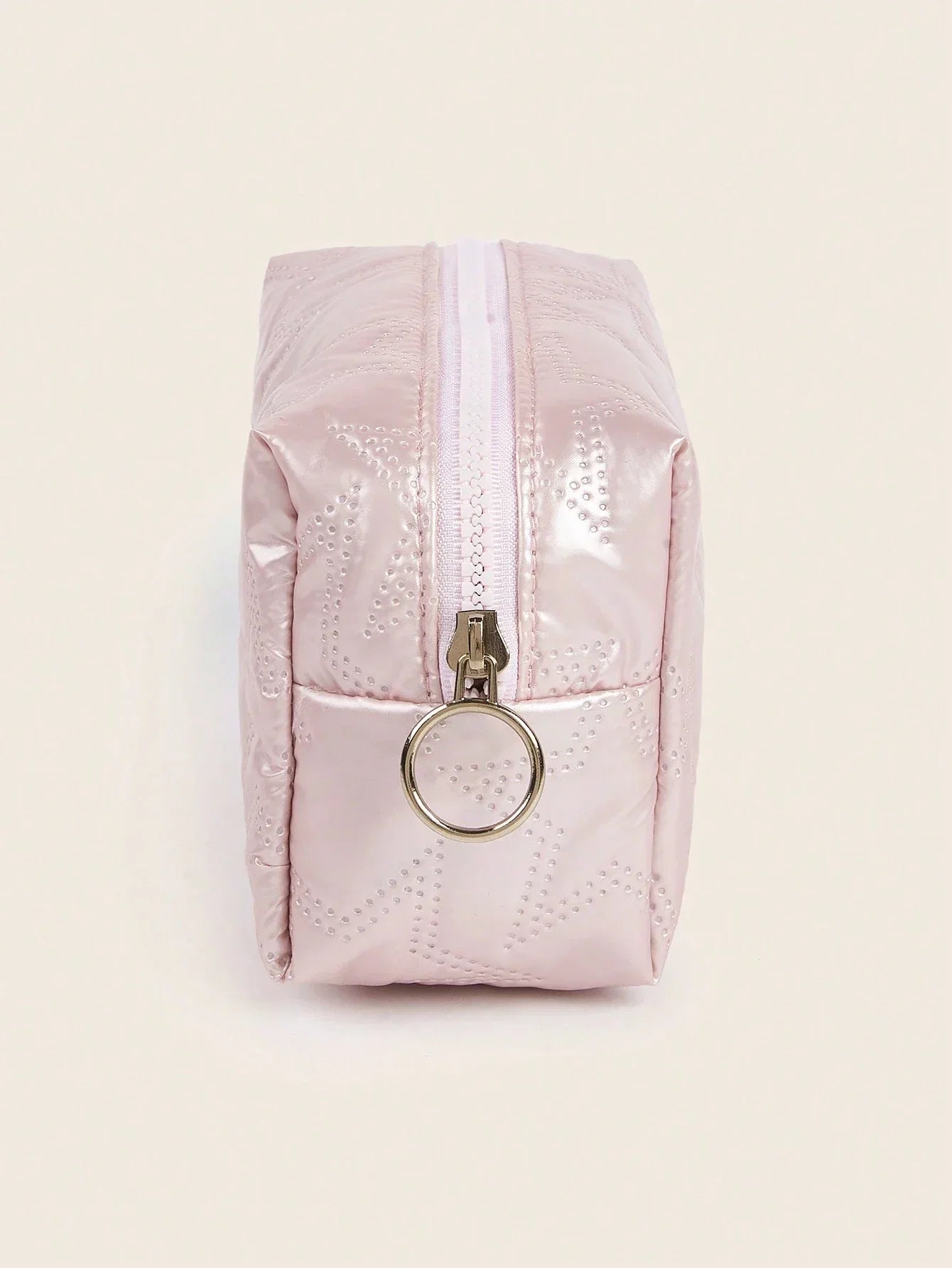 Pink Heart Textured Makeup Bag