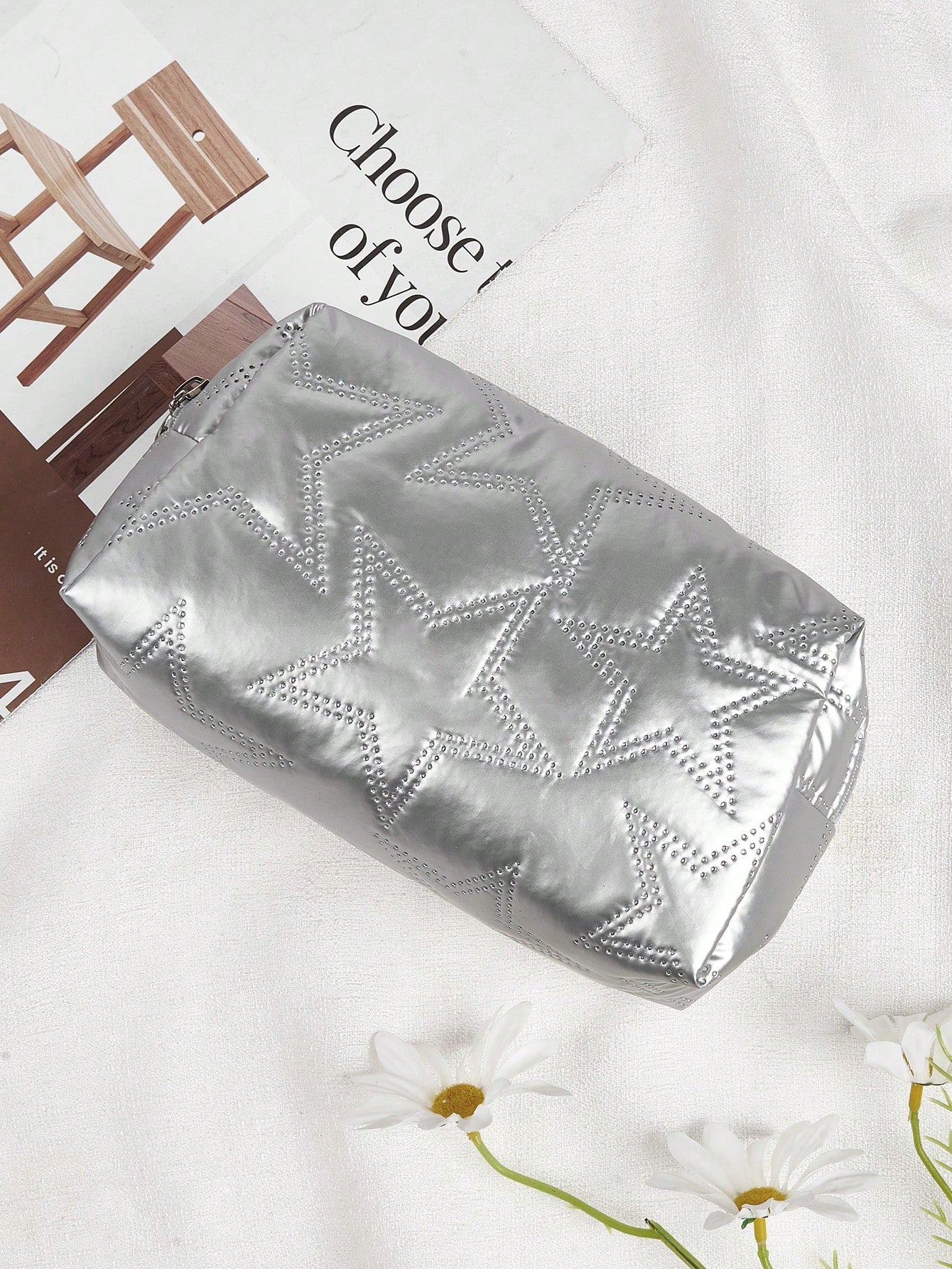 Pink Heart Textured Makeup Bag