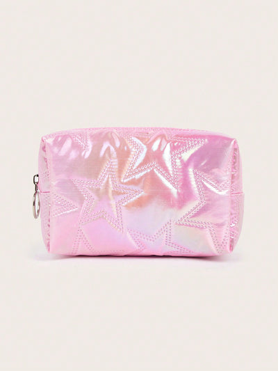Pink Heart Textured Makeup Bag