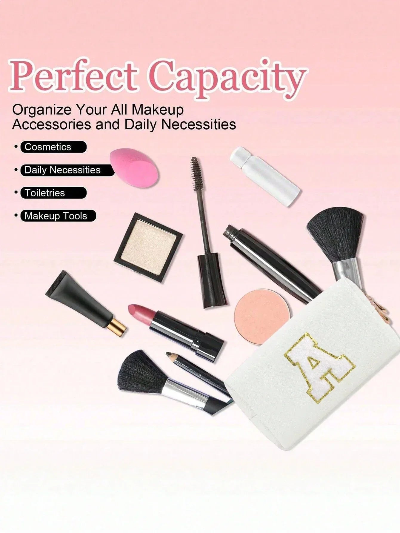 Women’s Monogram PU Makeup Bag