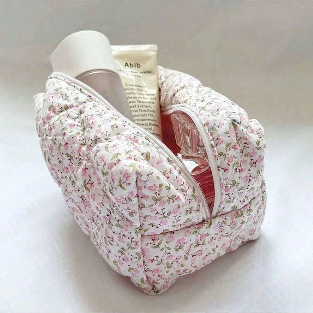 Flower Printed Travel Makeup Bag