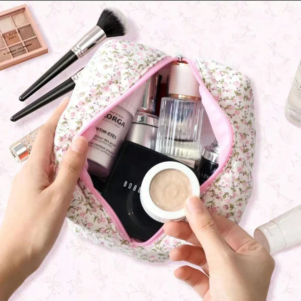 Flower Printed Travel Makeup Bag