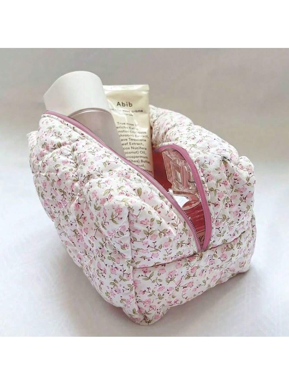 Flower Printed Travel Makeup Bag