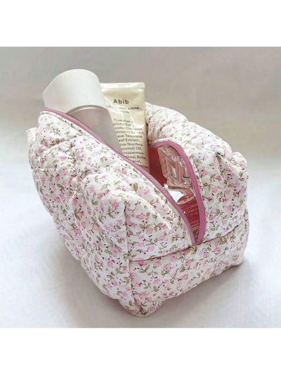 Flower Printed Travel Makeup Bag