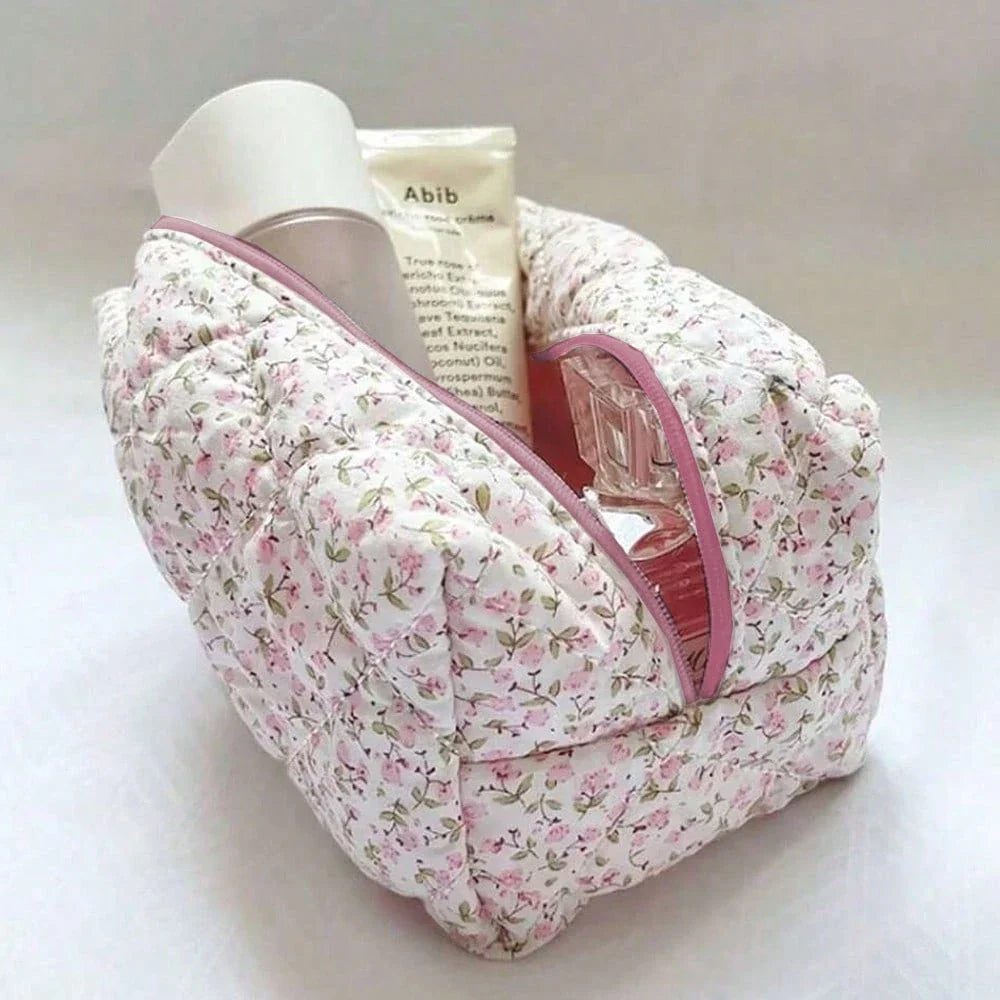 Flower Printed Travel Makeup Bag