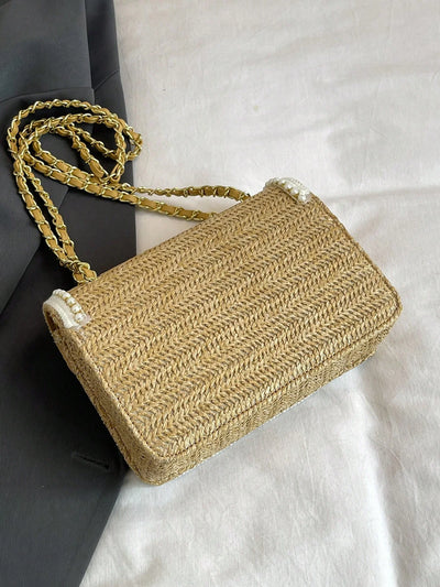Women’s Pearl Straw Crossbody Bag