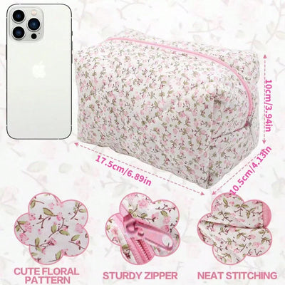 Flower Printed Travel Makeup Bag