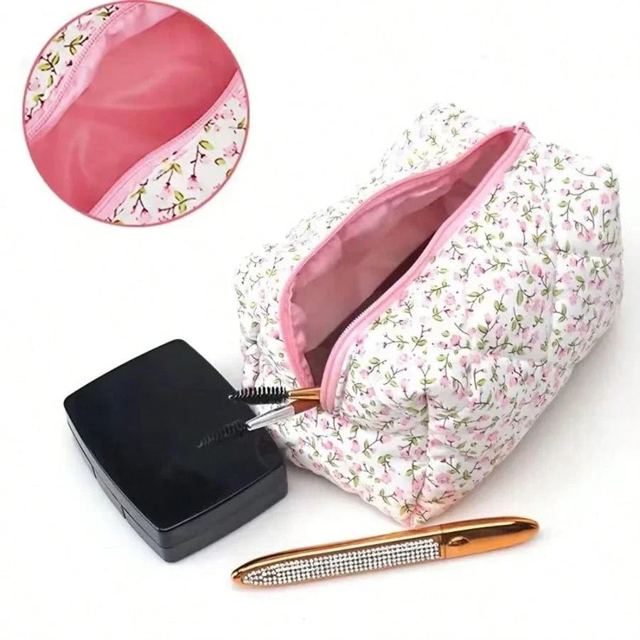 Flower Printed Travel Makeup Bag