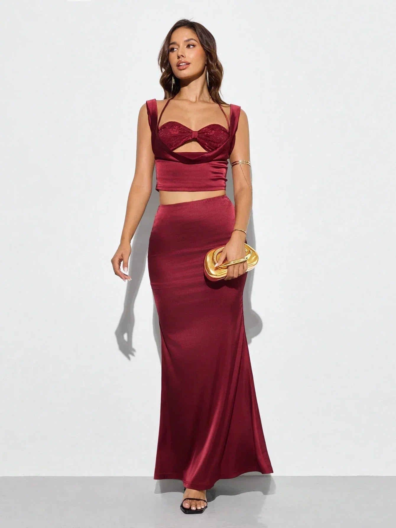 SHEIN BAE Metallic Evening Clutch