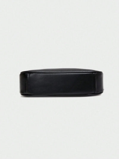 Letter Graphic Crescent Shoulder Bag