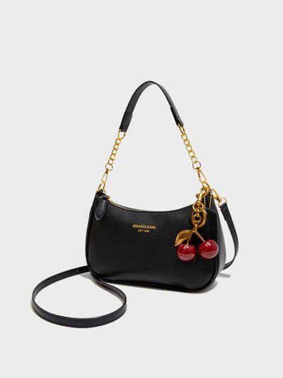 Letter Graphic Crescent Shoulder Bag