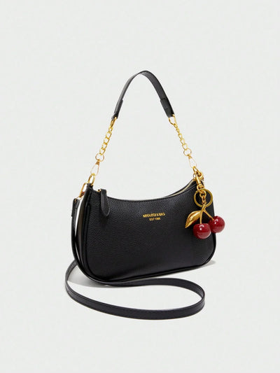 Letter Graphic Crescent Shoulder Bag
