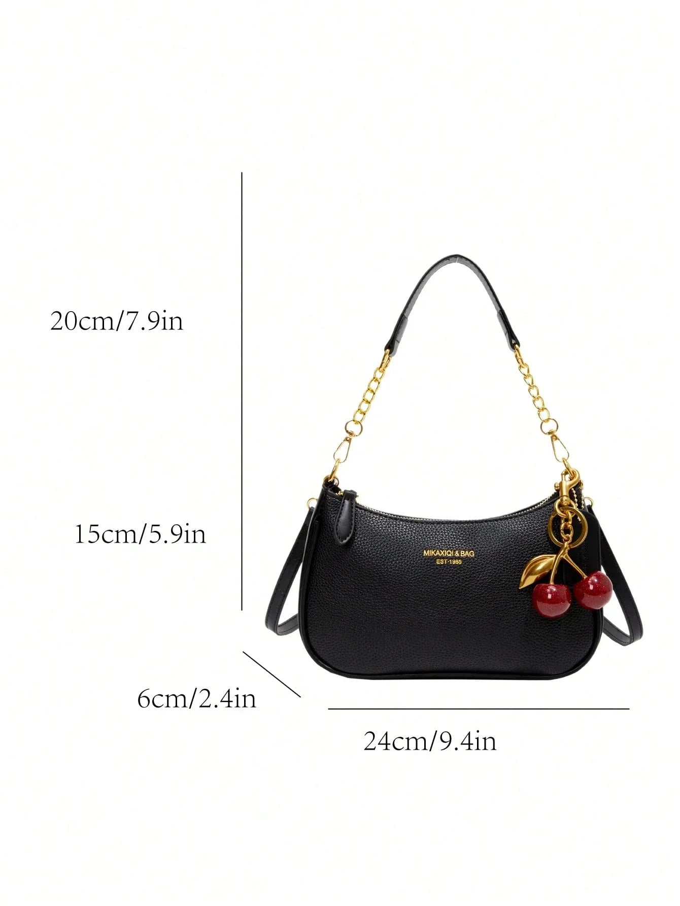 Letter Graphic Crescent Shoulder Bag