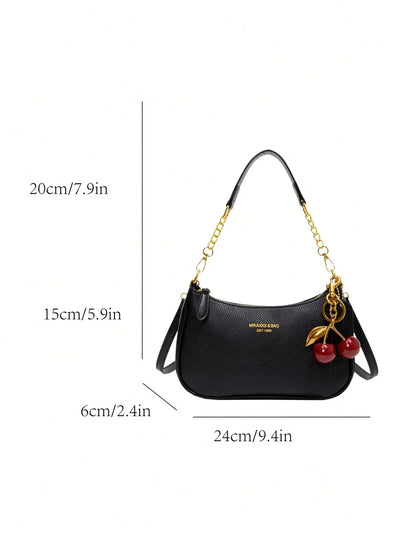 Letter Graphic Crescent Shoulder Bag