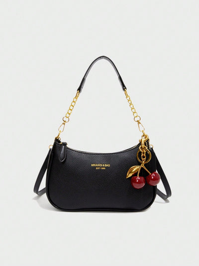 Letter Graphic Crescent Shoulder Bag