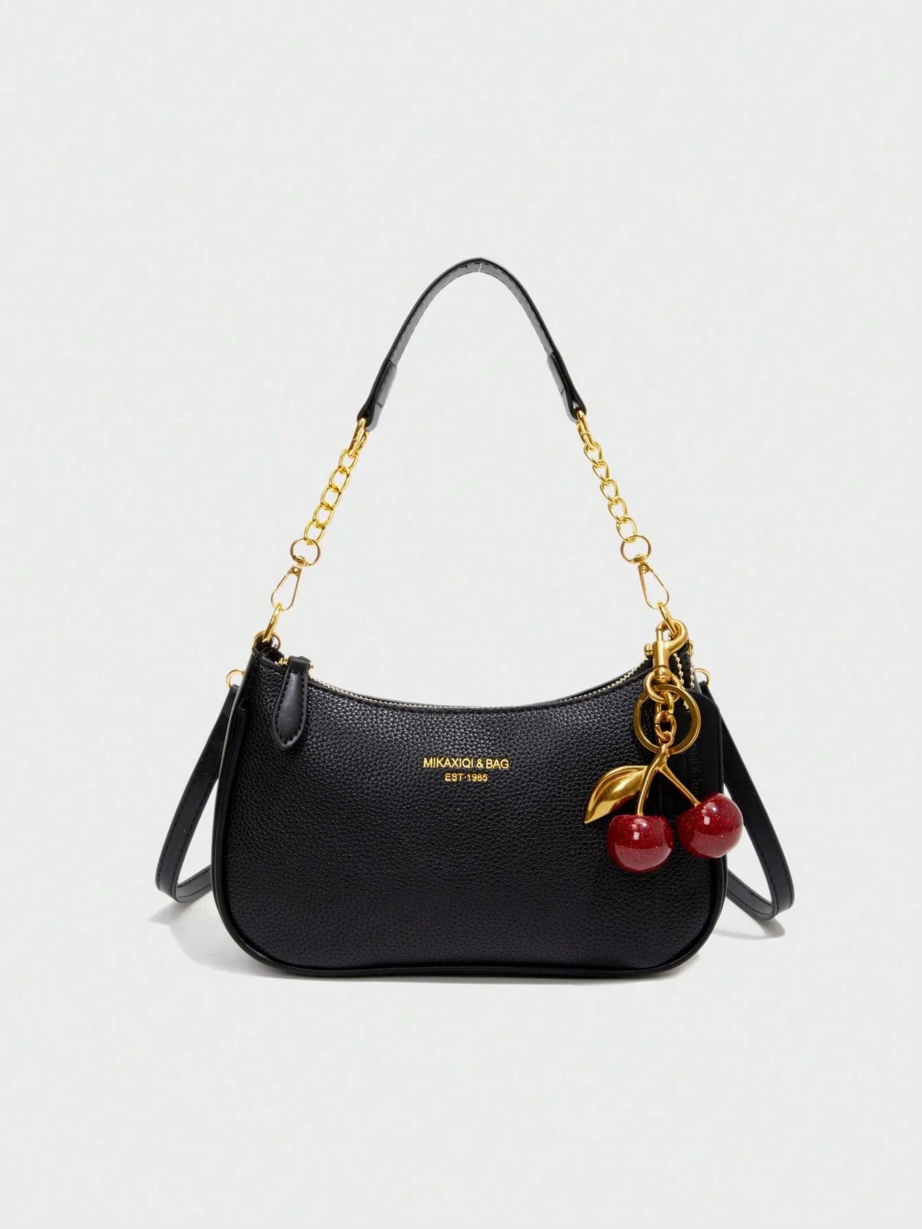 Letter Graphic Crescent Shoulder Bag