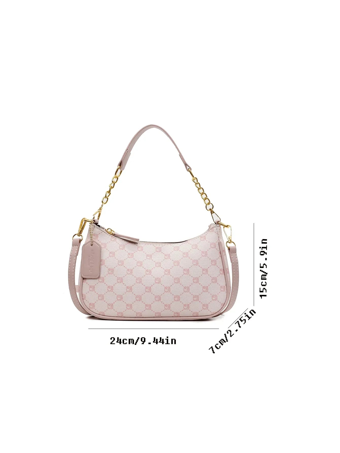 Pink Letter Crescent Shoulder Bag