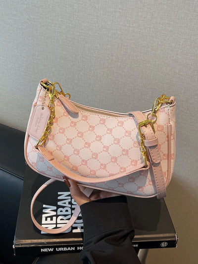 Pink Letter Crescent Shoulder Bag