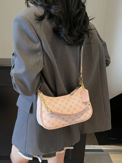 Pink Letter Crescent Shoulder Bag