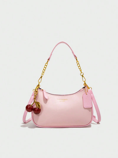 Pink Letter Crescent Shoulder Bag