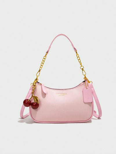 Letter Graphic Crescent Shoulder Bag