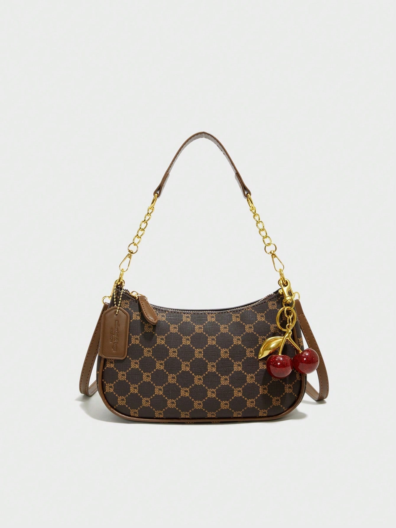 Pink Letter Crescent Shoulder Bag