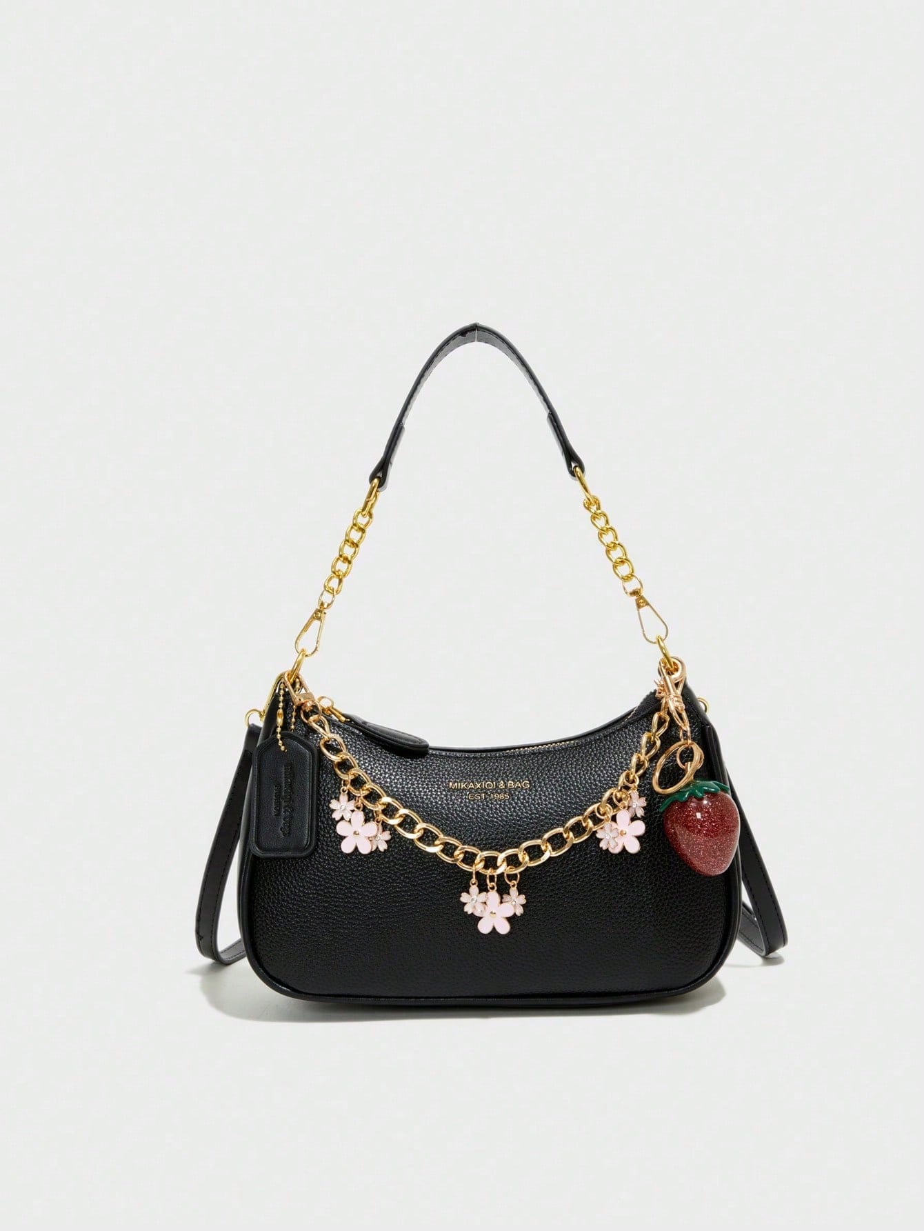 Letter Graphic Crescent Shoulder Bag
