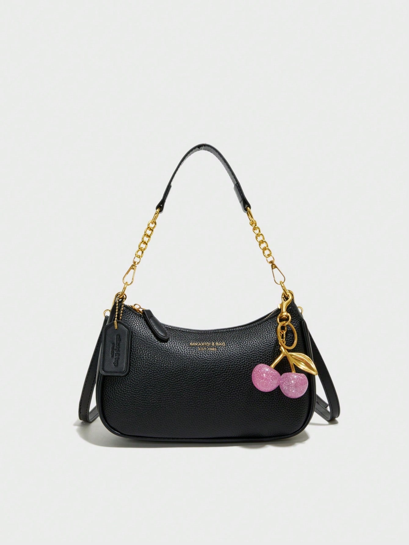 Letter Graphic Crescent Shoulder Bag