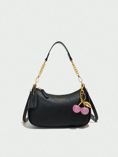 Letter Graphic Crescent Shoulder Bag