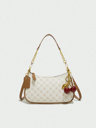 Pink Letter Crescent Shoulder Bag