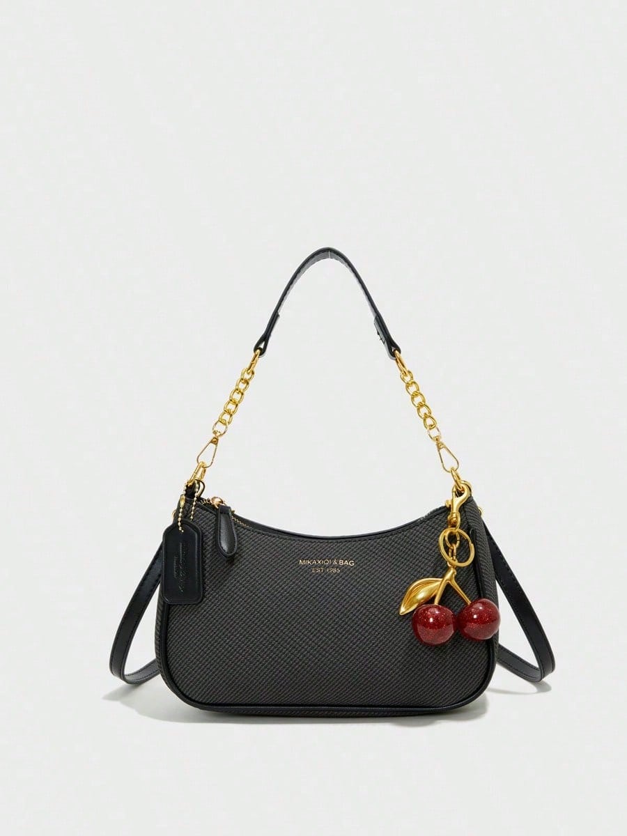 Pink Letter Crescent Shoulder Bag