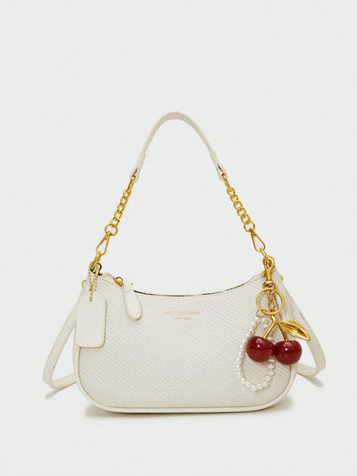 Pink Letter Crescent Shoulder Bag