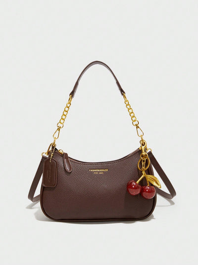 Pink Letter Crescent Shoulder Bag