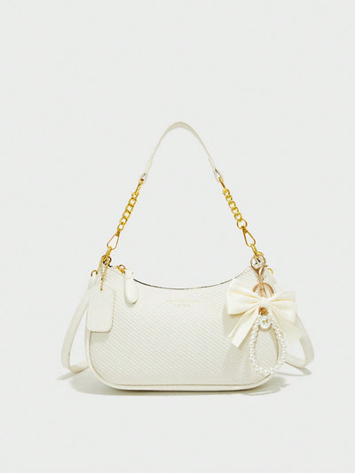 Pink Letter Crescent Shoulder Bag