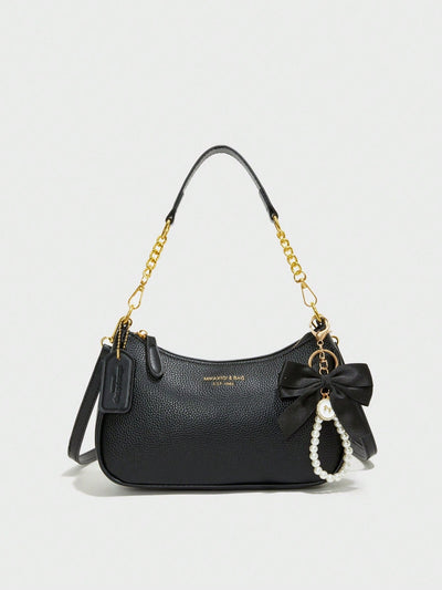 Pink Letter Crescent Shoulder Bag
