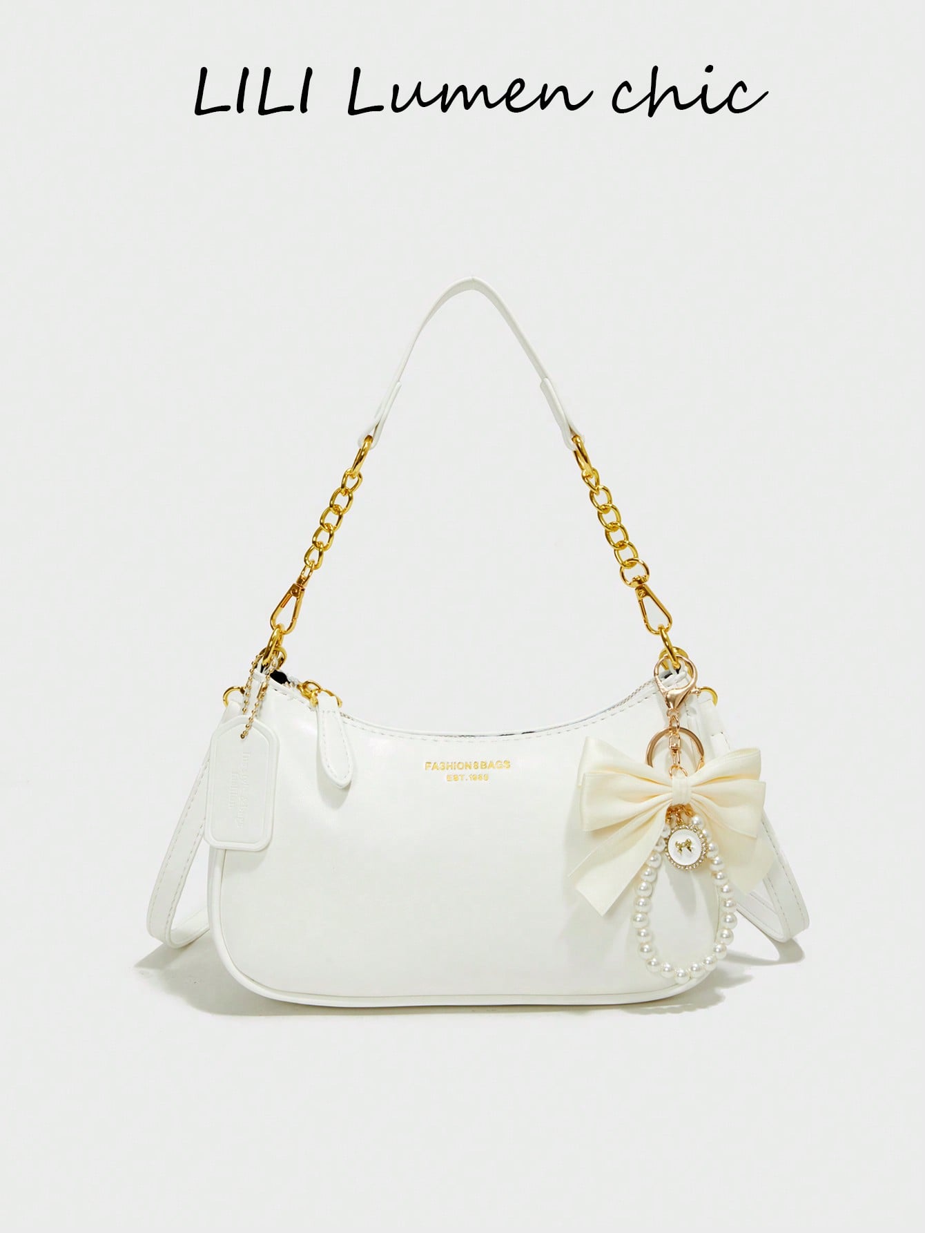 Letter Graphic Crescent Shoulder Bag