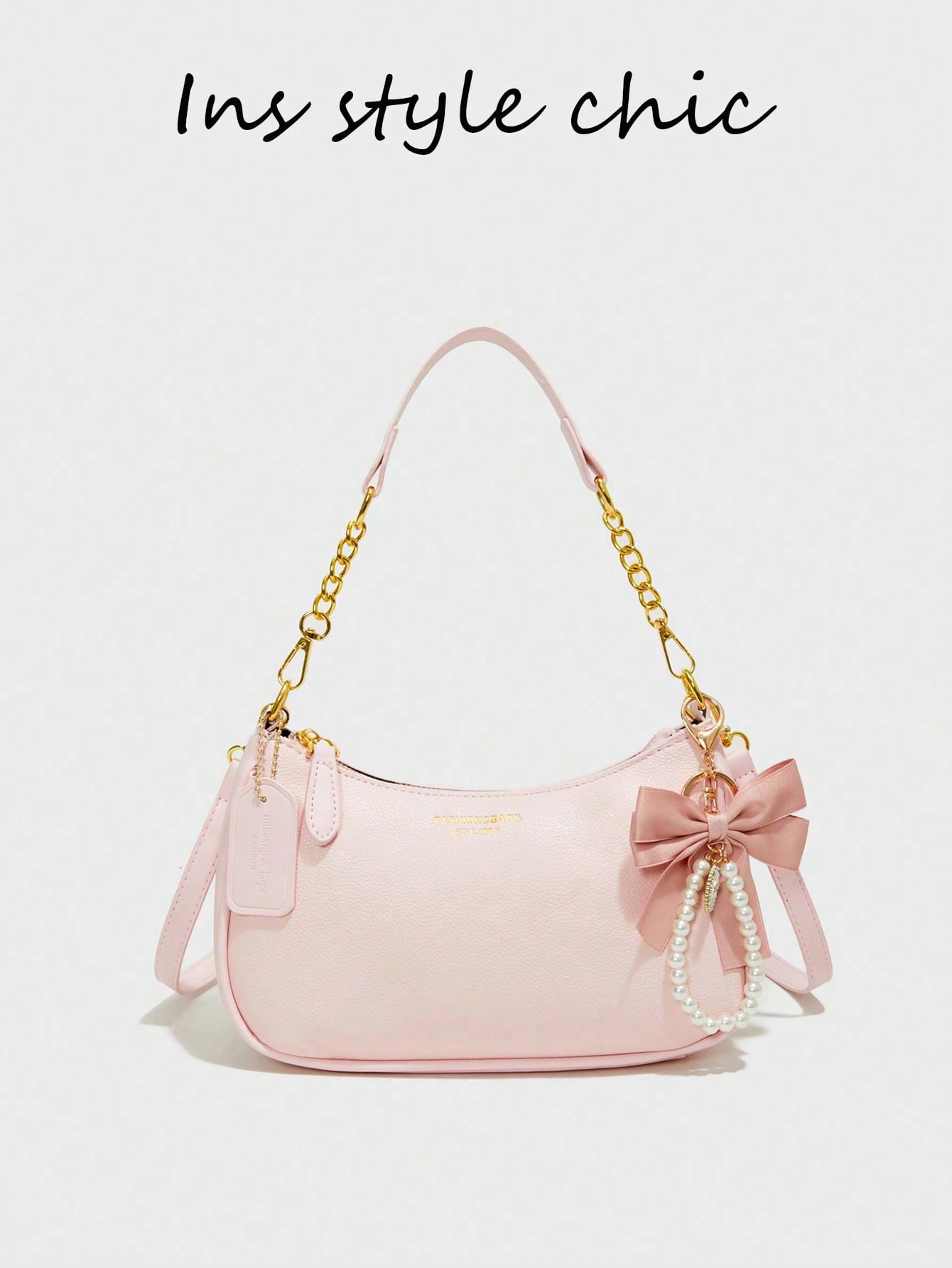 Pink Letter Crescent Shoulder Bag