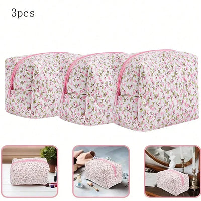 Flower Printed Travel Makeup Bag